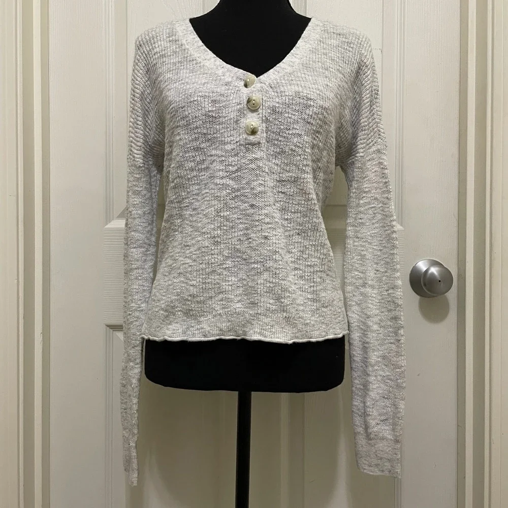 Vintage Abercrombie & Fitch V-Neck Henley Knit Top‎ Lightweight Sweater Cotton S